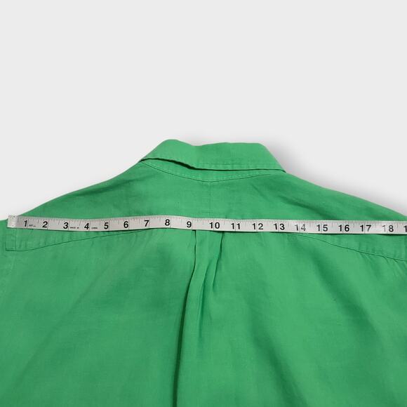 Ralph Lauren Mens Linen SS Button Down Shirt Classic Fit Bright Green Sz XL Pony - Picture 10 of 11